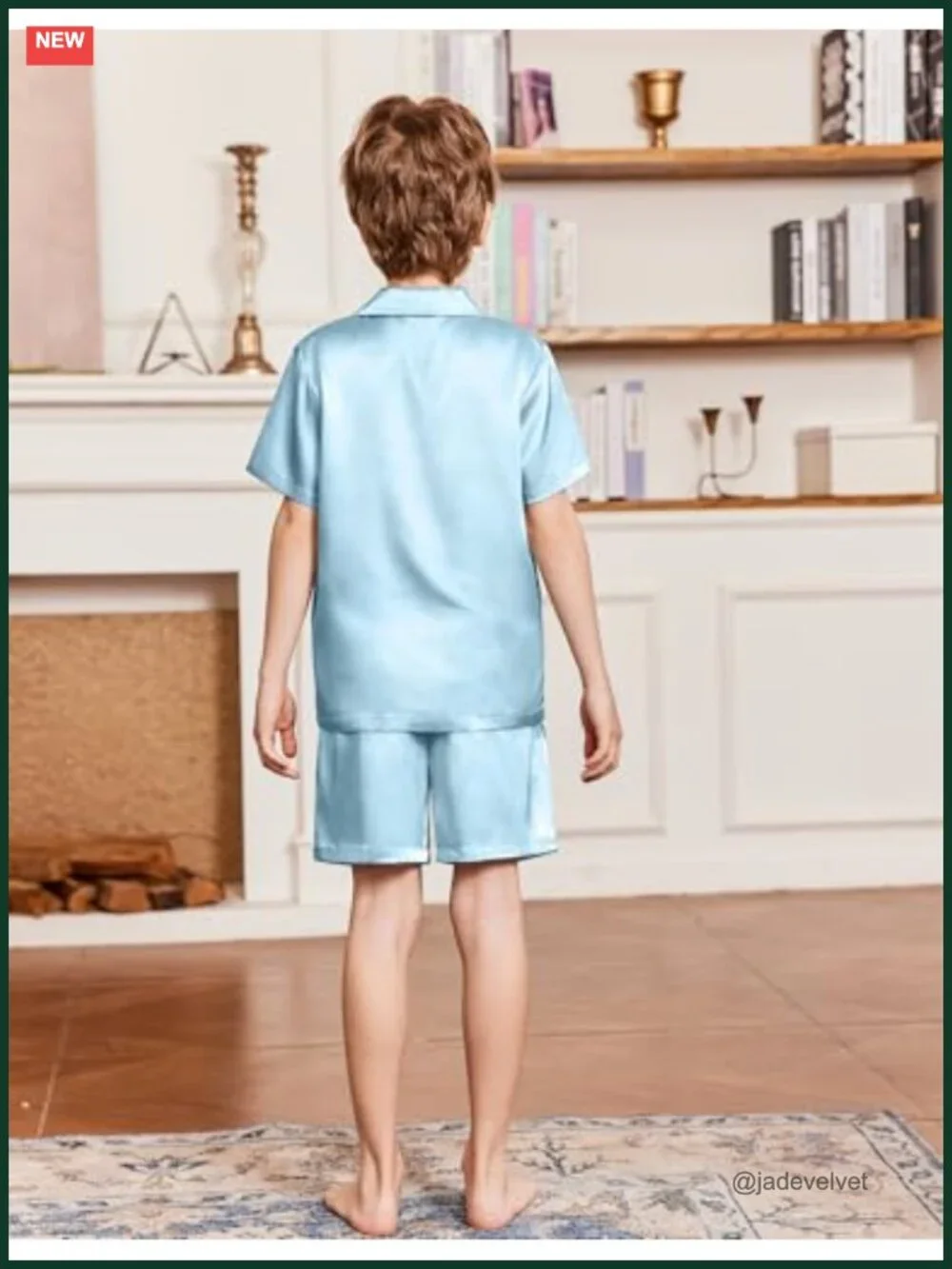Kids Silk Pajama Set Short Sleeve Button Down Satin Pjs 2 Piece